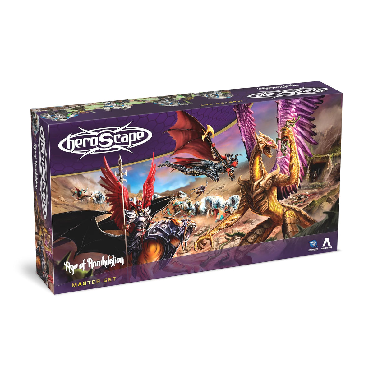 Heroscape Age of Annihilation Master Set -Standard Edition contains a ton of content to support hours of epic 2-player gaming sessions. For 2 Players, Ages 14 and up Contains 20 Miniatures, 1