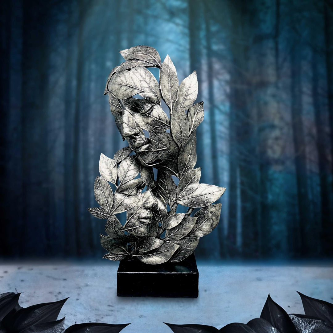 Natural Emotion Embrace Silver Statue 38cm