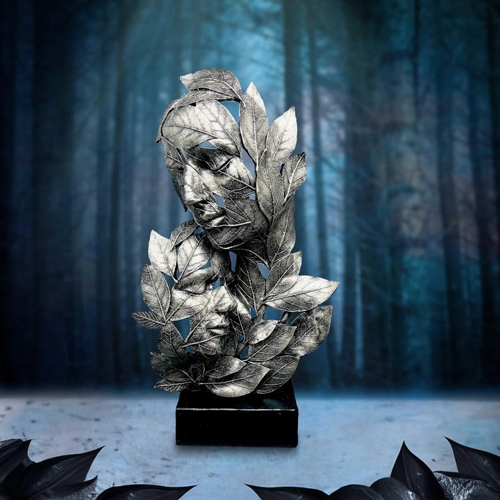 Natural Emotion Embrace Silver Statue 38cm