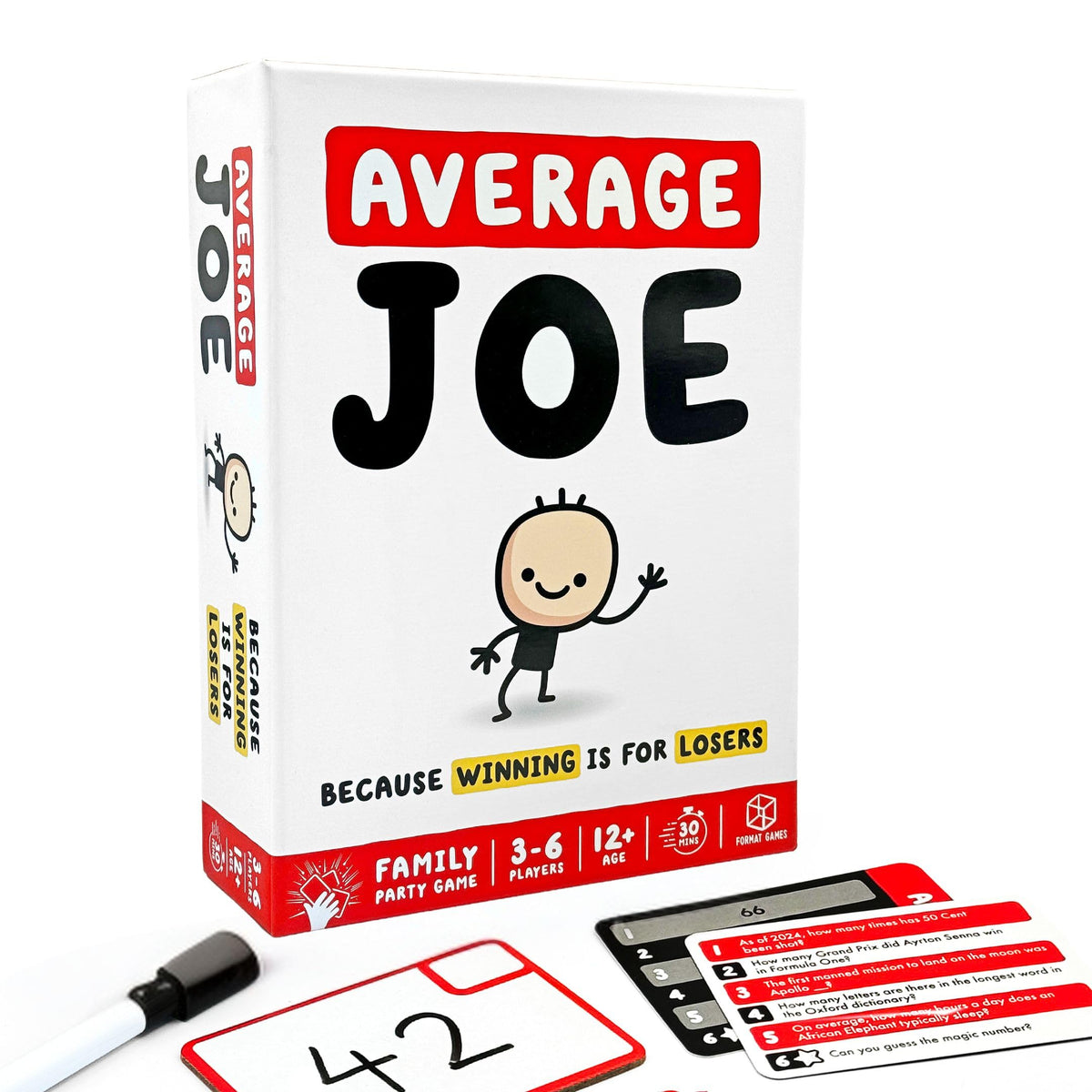 Format Games Average Joe Party Game - Embrace Your Ordinary Side with 600 Questions - Fun for Family and Friends! Ages 8+, 3-6 Players, 30 Minute Playtime, Made 1