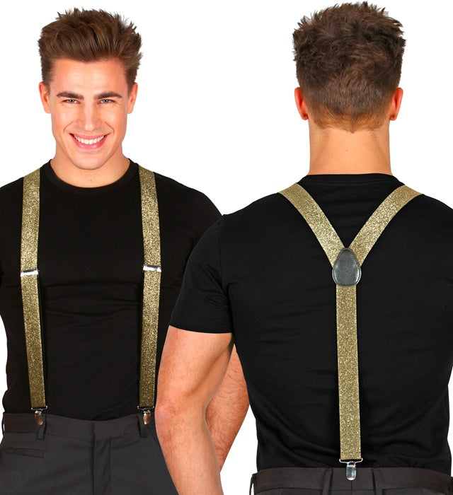 Gold Lurex Braces  Extra Long Up To 115-120 Cm 