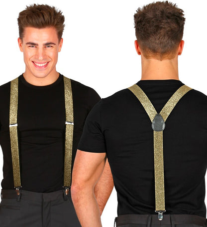 Gold Lurex Braces  Extra Long Up To 115-120 Cm 