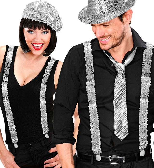 Silver Sequin Braces