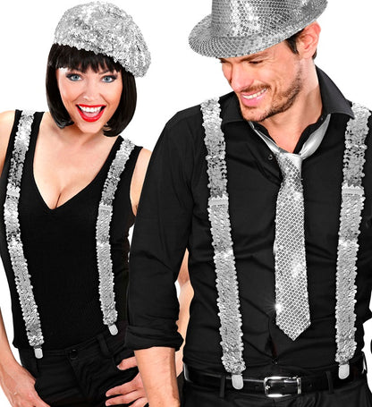 Silver Sequin Braces