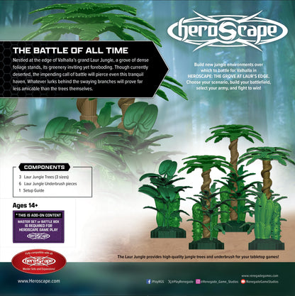Renegade Game Studios Heroscape The Grove at Laur's Edge Terrain Pack | Build New Jungle environments Over which to Battle for Valhalla Contains : 3 Laur Jungle Trees 6 Laur Jungle Underbrush 4