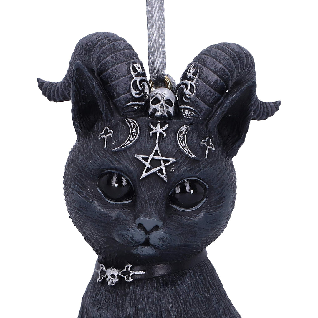 Pawzuph Black Horned Cat Hanging Decorative Ornament 10cm