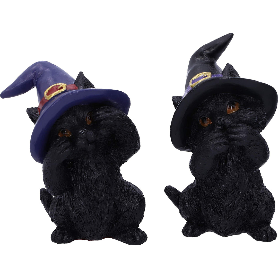 Three Wise Familiars See No Hear Speak Evil Black Cats Figurine 9.2cm