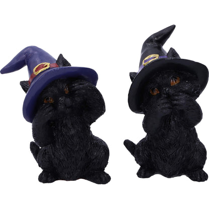 Three Wise Familiars See No Hear Speak Evil Black Cats Figurine 9.2cm 6