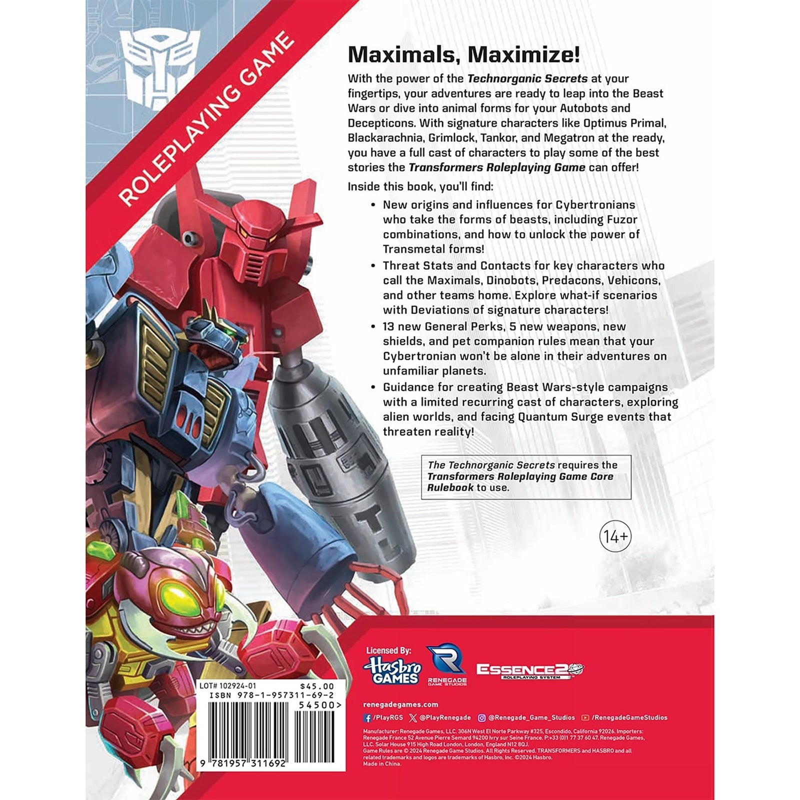 Transformers Roleplaying Game Technorganic Secrets Sourcebook 2