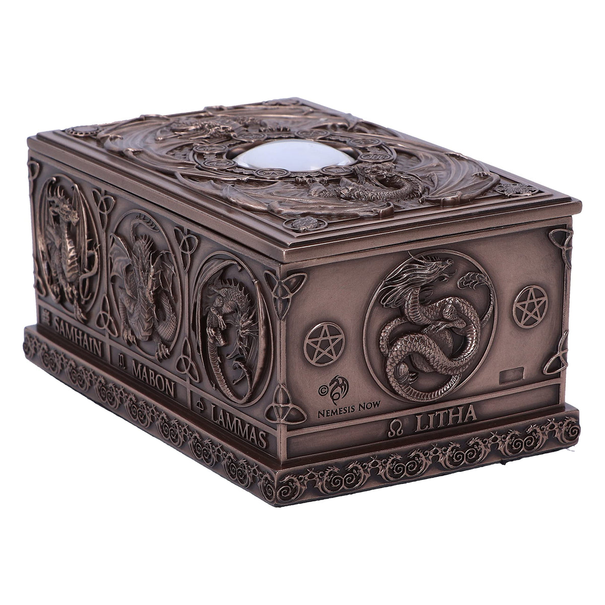 Anne Stokes Dragons of the Sabbats Tarot Box Bronze 14.5cm 5
