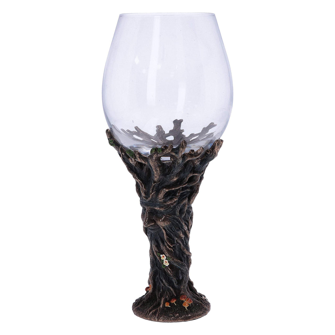 Bronze Forest Nectar Ancient Tree Spirit Green Man Goblet Wine Glass 23cm