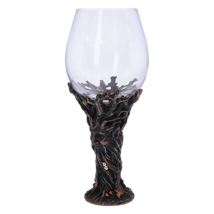 Bronze Forest Nectar Ancient Tree Spirit Green Man Goblet Wine Glass 23cm