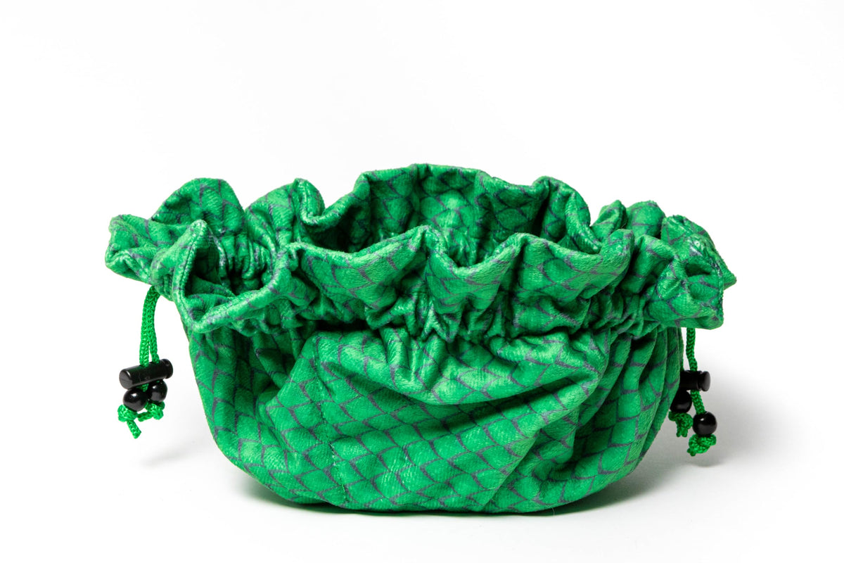 Metallic Dice Games FanRoll Dragon Storm TM Velvet Compartment Dice Bag: Green Dragon Scales 7