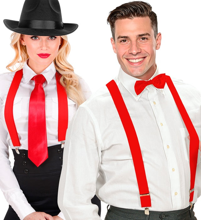 Red Braces  Extra Long Up To 115-120 Cm 