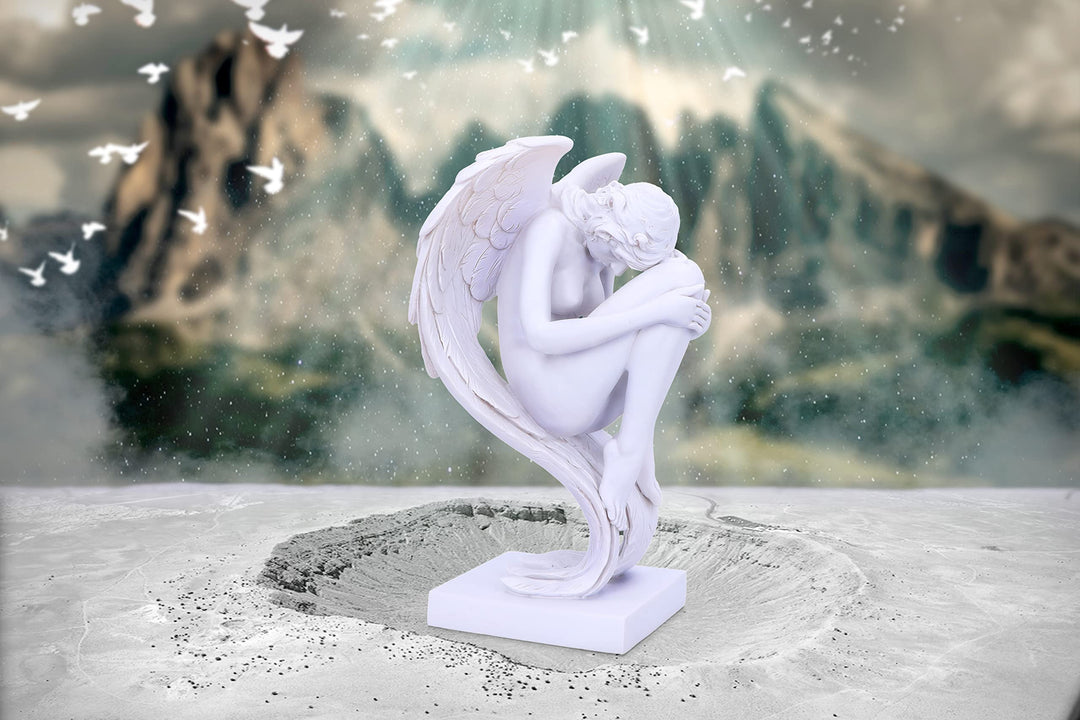 Angels Contemplation White Angel Figurine 28cm