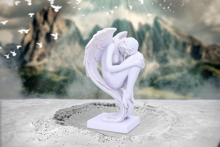 Angels Contemplation White Angel Figurine 28cm