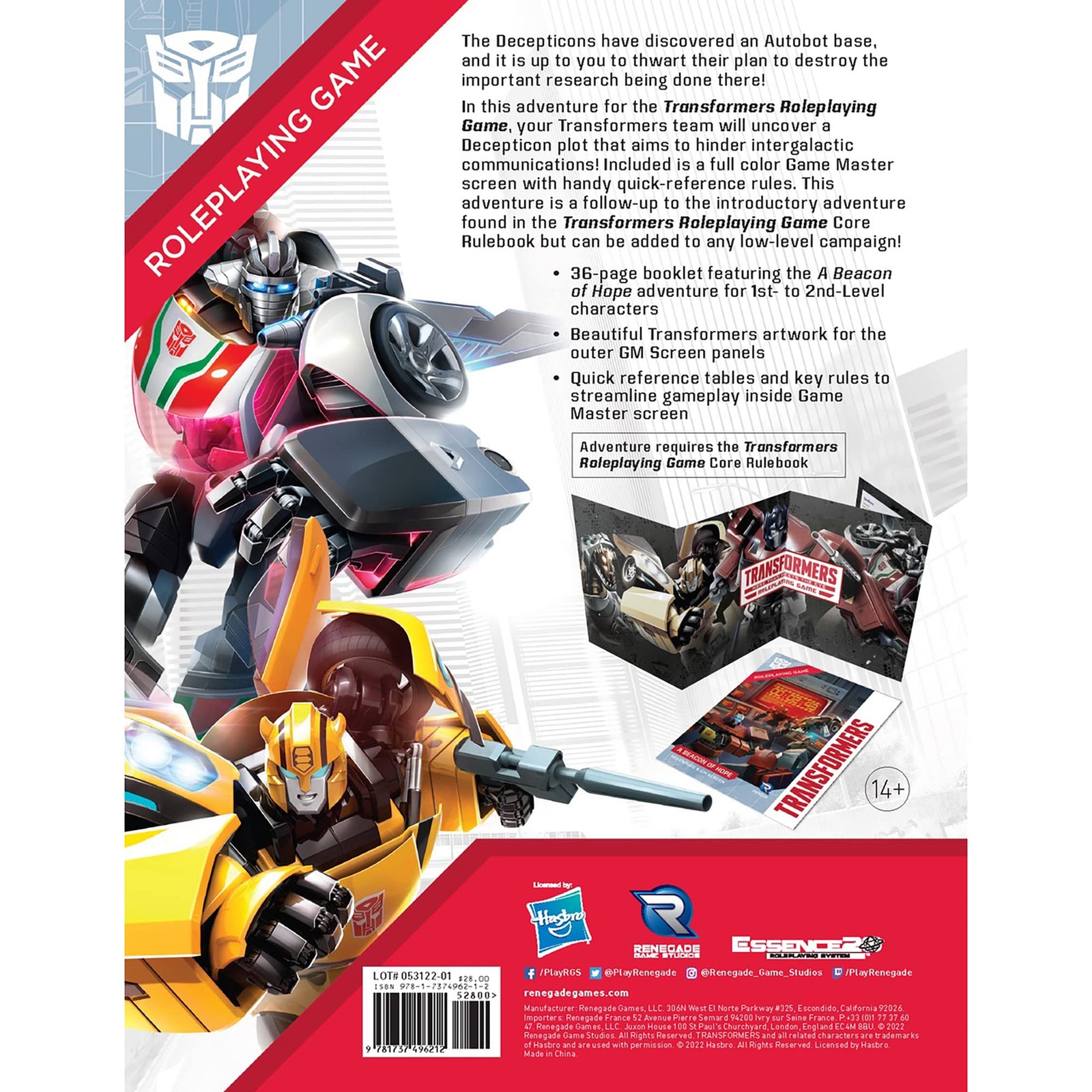 Transformers Roleplaying Game: Beacon Of Hope Adventure & GM Screen - Expansion Adventure For 1st - 2nd Level Players, Includes 36 Page RPG Booklet & Game Master Screen, Tabletop RPG Story & Accessory 2
