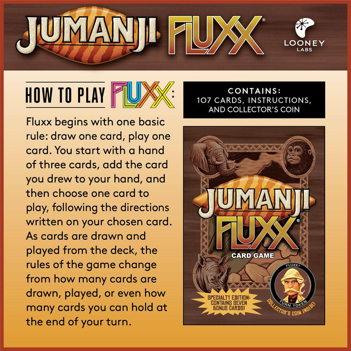 Looney Labs Jumanji Fluxx Card Game - Experience The Chaos of The Jumanji Jungle