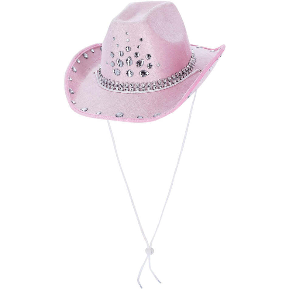 Baby Pink Rhinestone Cowboy Hat Adult Costume Accessory 1