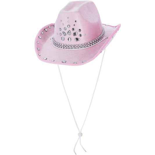 Baby Pink Rhinestone Cowboy Hat Adult Costume Accessory 1