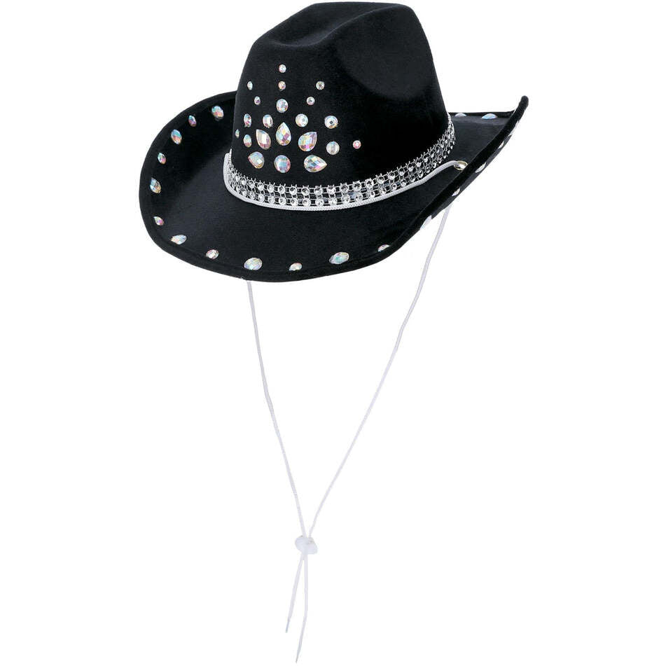 Black Rhinestone Cowboy Hat Adult Costume Accessory 1