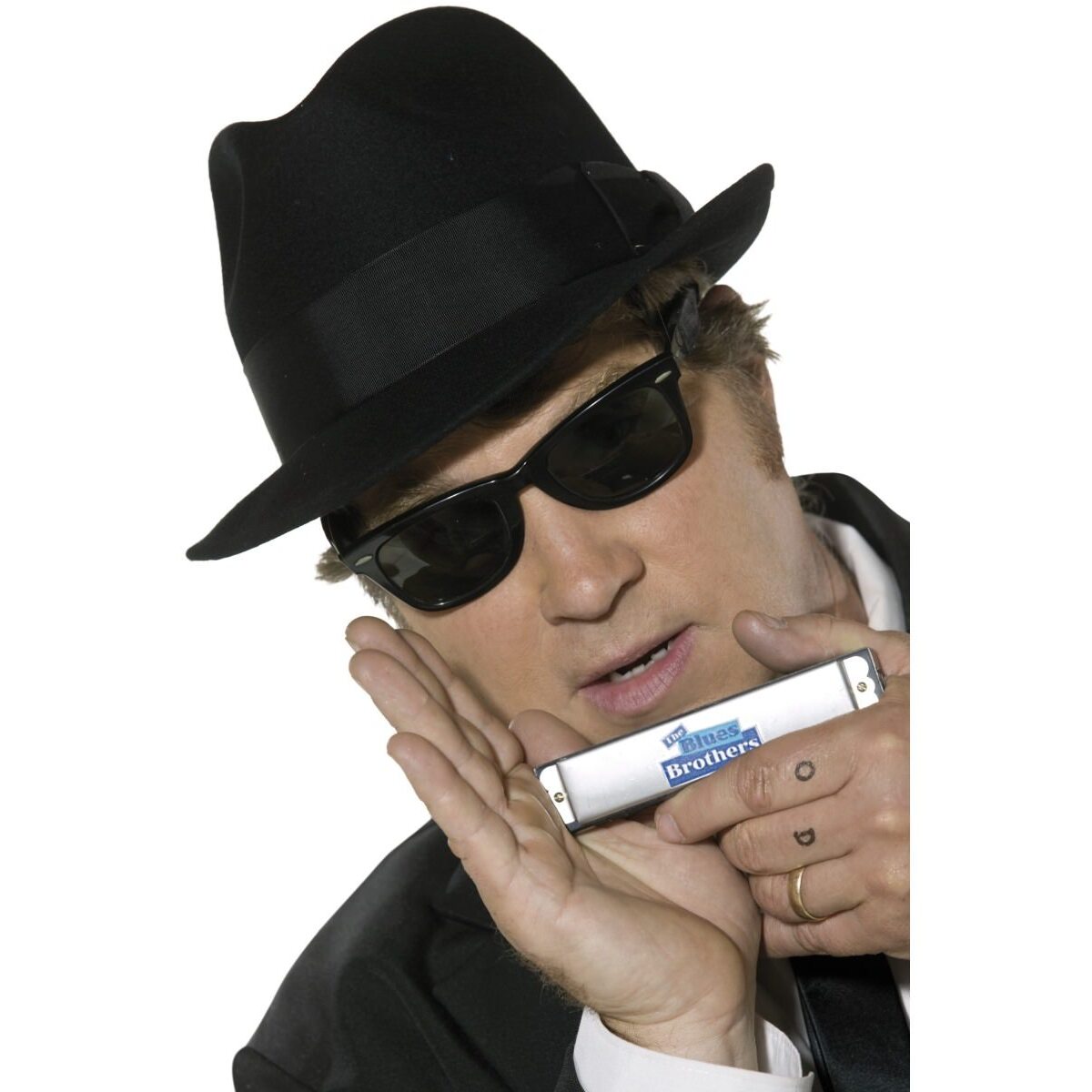 Blues Brothers Kit Adult Hat Harmonica Glasses Tie 1