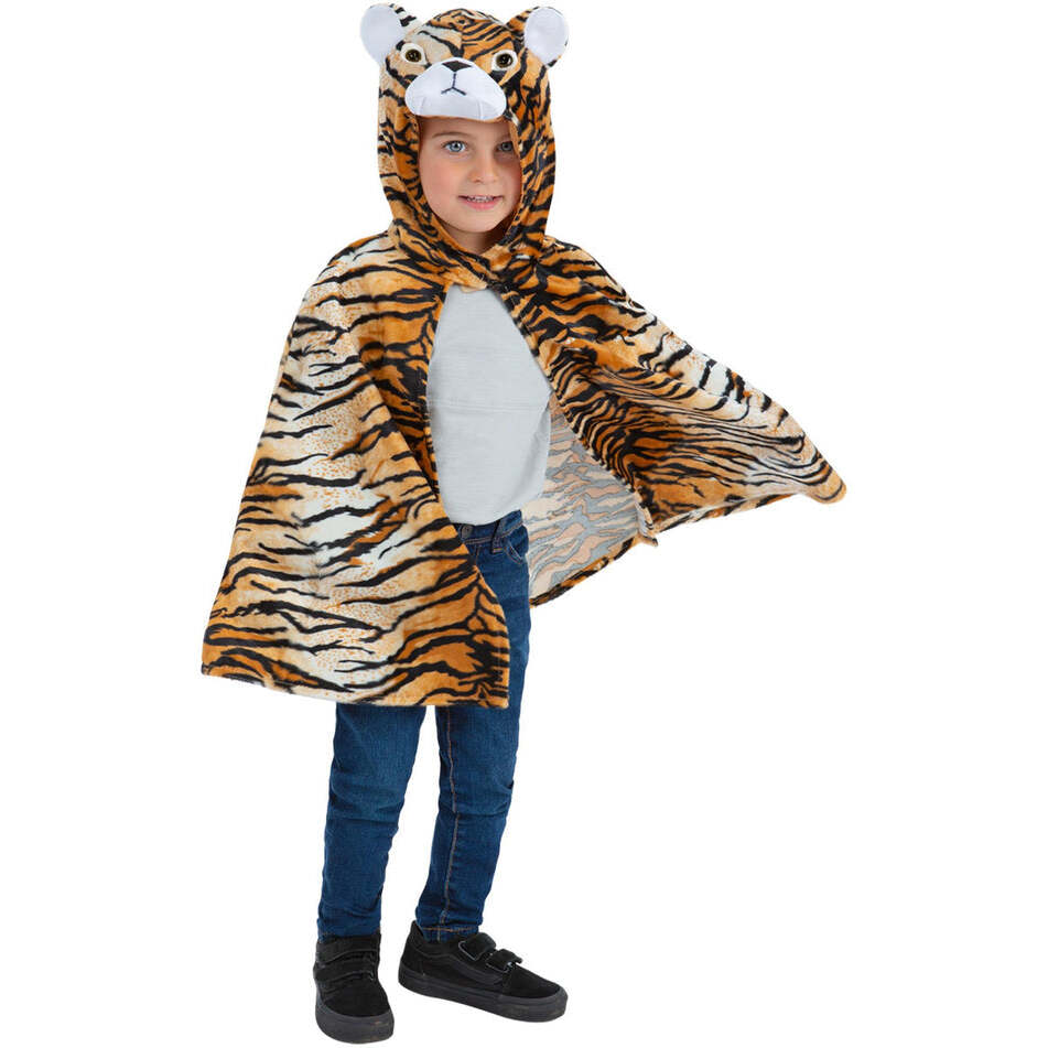 Deluxe Tiger Cape Kids Hooded Animal Costume Age 4-7 Years 1