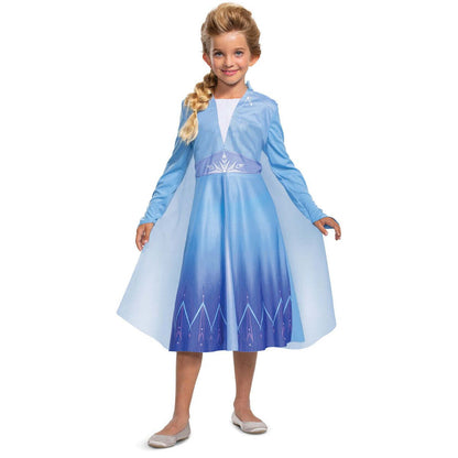 Elsa Travelling Frozen Costume Child Disney Blue Dress Cape 1