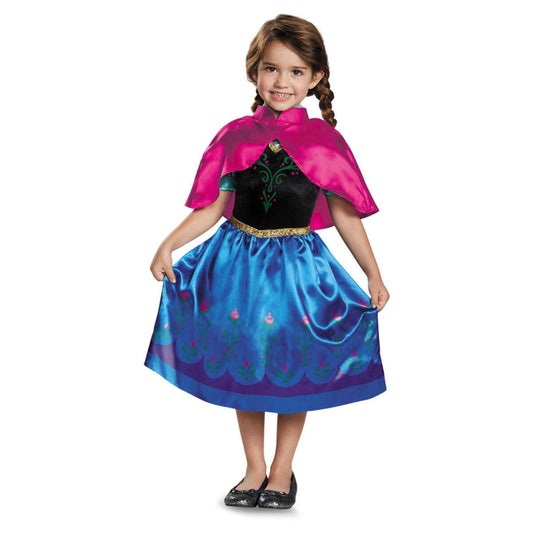 Disney Frozen Anna Travelling Deluxe Childs Costume Dress with Detachable Cloak 1