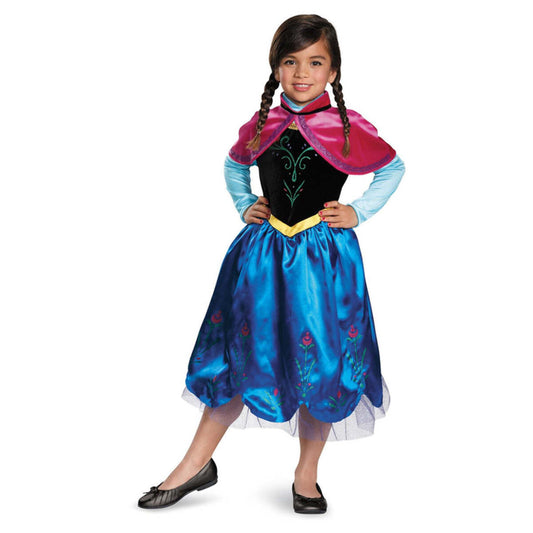 Disney Frozen Anna Travelling Deluxe Childs Costume Dress with Detachable Cloak 1