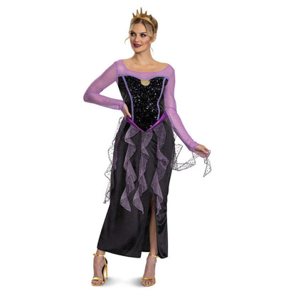 Disney Villains Ursula Classic Costume Adult Long Purple Dress with Lace Accents 1
