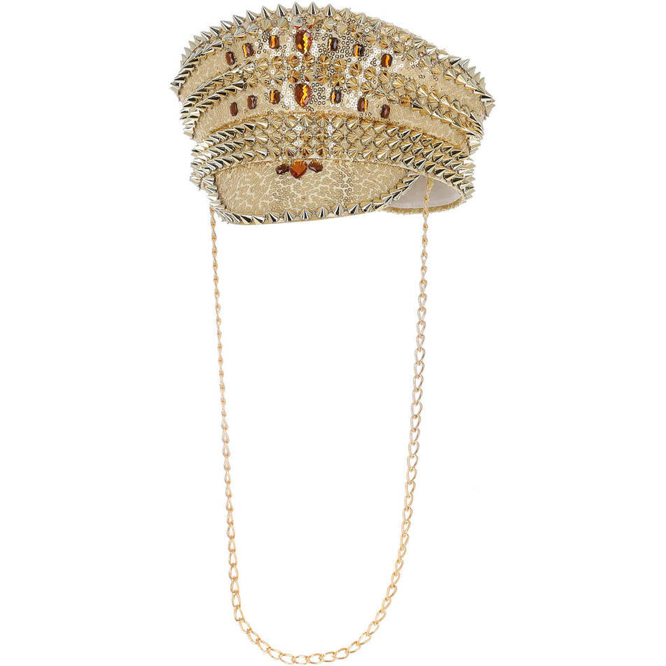 Fever Deluxe Sequin Studded Captains Hat Gold Adult Costume Accessory 1