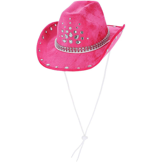 Hot Pink Rhinestone Cowboy Hat Adult Costume Accessory 1