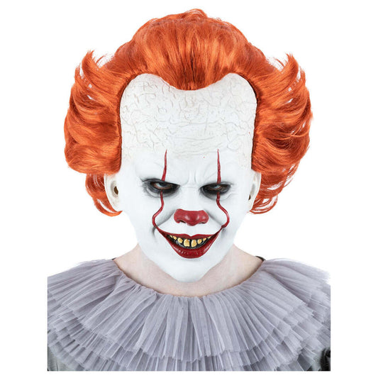 IT Chapter Two Pennywise Mask Latex Full Overhead with Hair Adult Horror Accessory 1