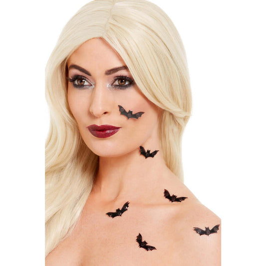 3D Bat Stickers Black Adult FX Make Up 6 Pieces Halloween Decorations 1