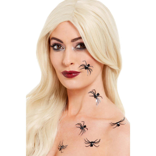 3D Spider Stickers Black 6 pcs Make Up FX 1