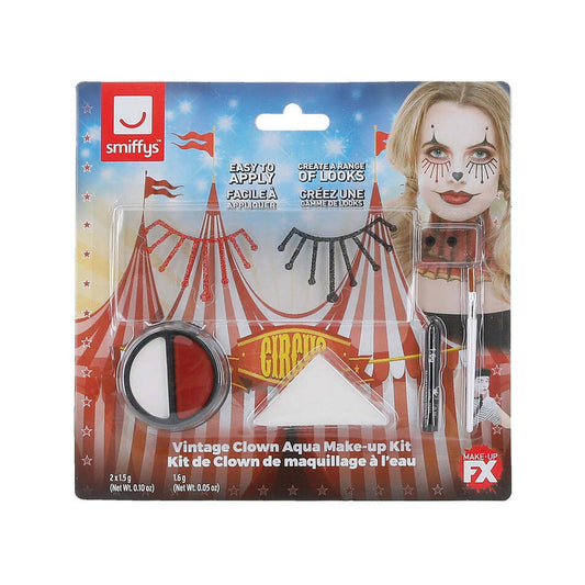 Vintage Clown Aqua Make Up Kit White Red Facepaint Stickers Gems Crayon 1
