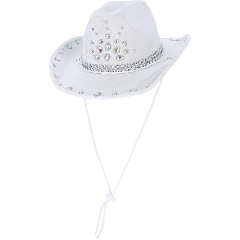 White Rhinestone Cowboy Hat Adult Costume Accessory 1