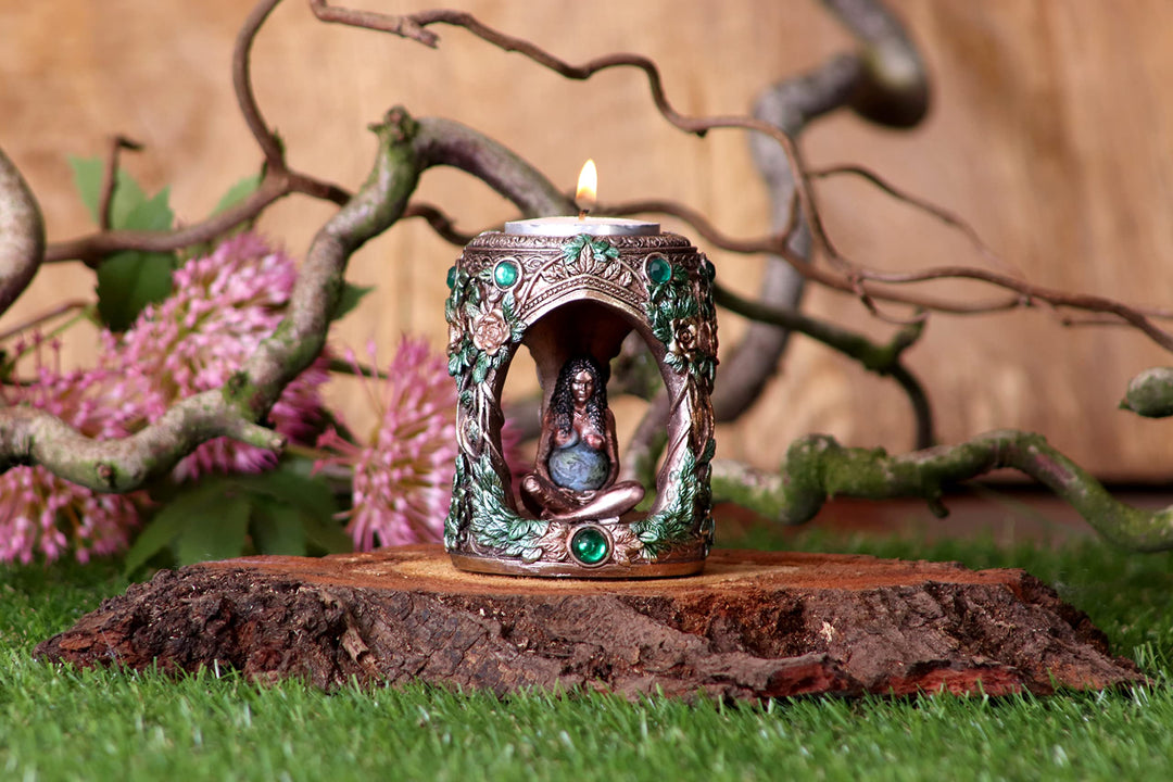 Bronze Mother Earth Tea Light Holder 7cm