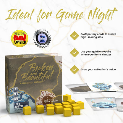 Left Justified Broken and Beautiful Kintsugi Card Game – Fun & Portable for Family Game Night – Perfect for Teens & Adults – 2-4 Players, Themed Deck of Cards, Great for Family Fun 3