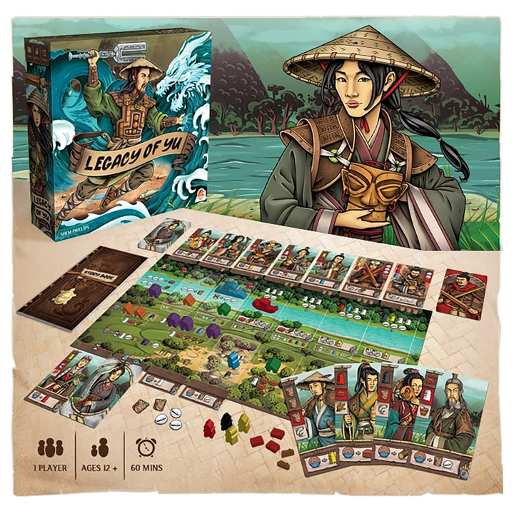 Legacy of Yu - Solo Campaign Style Board Game, Set in Ancient China, Garphill Games, Renegade, Ages 14+, 1 Player