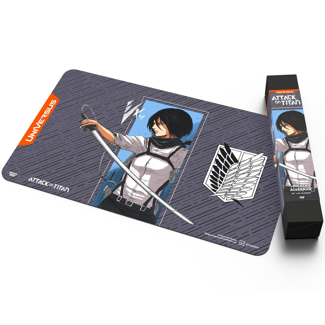 UniVersus Attack on Titan: Battle for Humanity - Mikasa Ackerman Playmat - 24 x 14 Neoprene Mat, Tabletop Card Game Accessory, UVS Games, Licensed