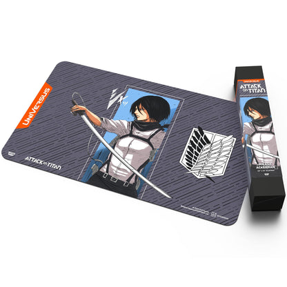UniVersus Attack on Titan: Battle for Humanity - Mikasa Ackerman Playmat - 24 x 14 Neoprene Mat, Tabletop Card Game Accessory, UVS Games, Licensed 4