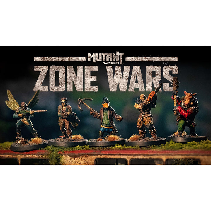 Free League: Mutant Year Zero: Zone Wars - Core Set -Boxed Miniatures Wargame, Tabletop Skirmish Mayhem, Everything Needs: RPG Book, Mat, Dice & More