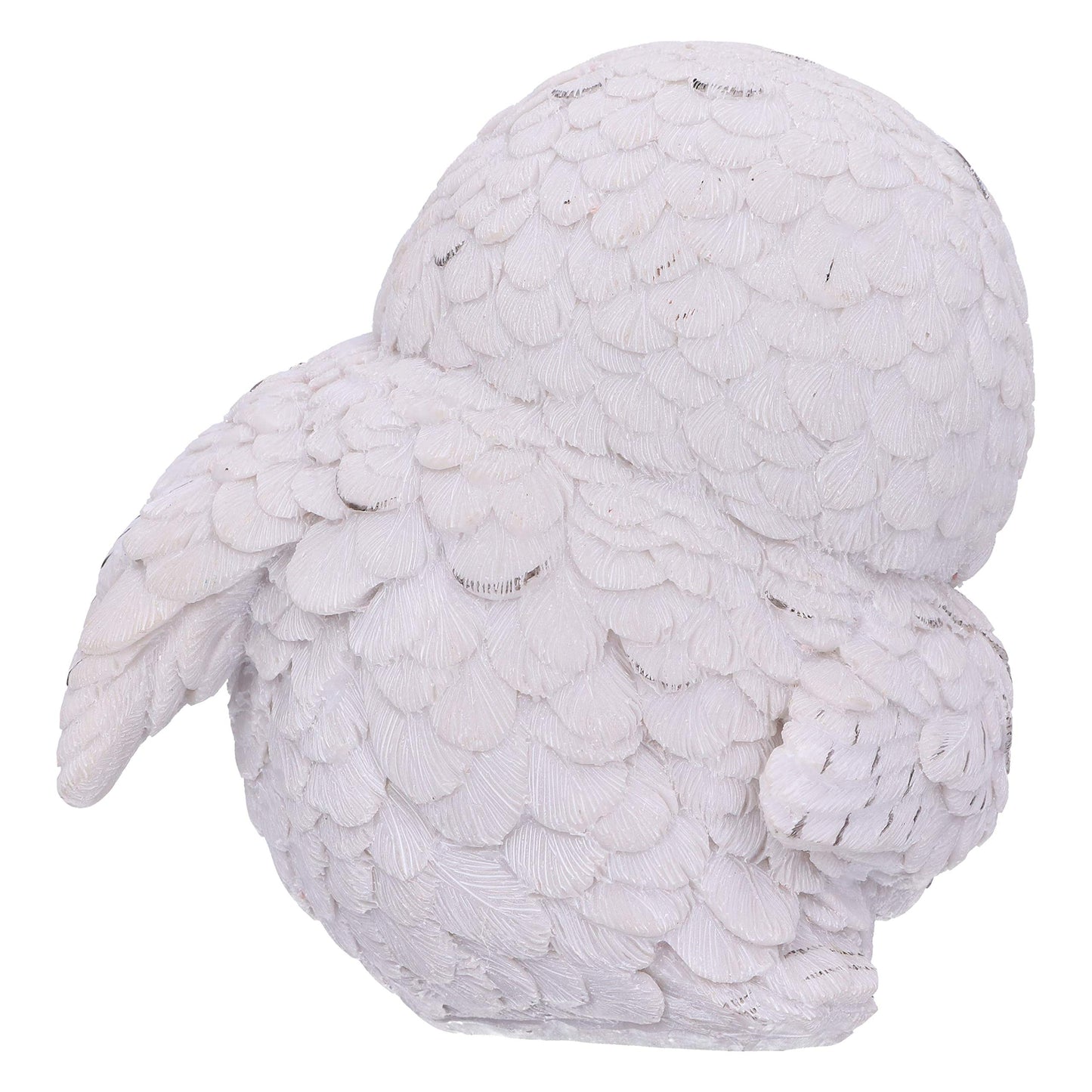 Feathers Cute Round Snowy Owl Figurine 12.5cm White Resin Statue 4