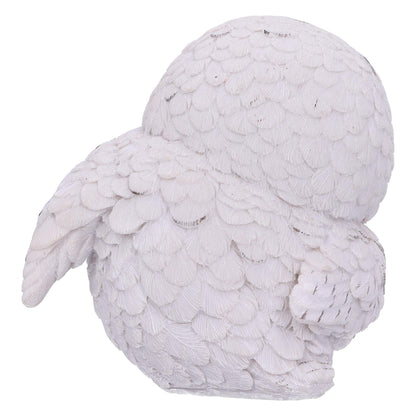 Feathers Cute Round Snowy Owl Figurine 12.5cm White Resin Statue 4