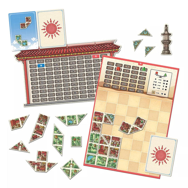 Capstone Games Tangram City - Tile Laying Strategy Board Game, Build Your City, Bring Harmony to The Human & Natural Realm, Ages 10+, 1-5 Players