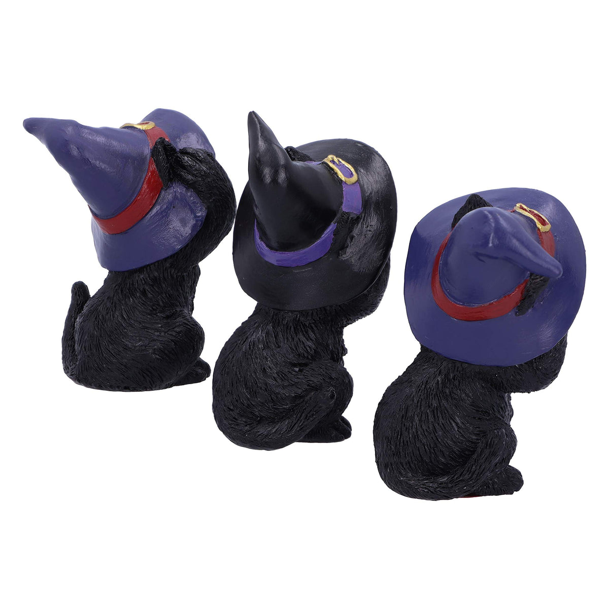 Three Wise Familiars See No Hear Speak Evil Black Cats Figurine 9.2cm 5
