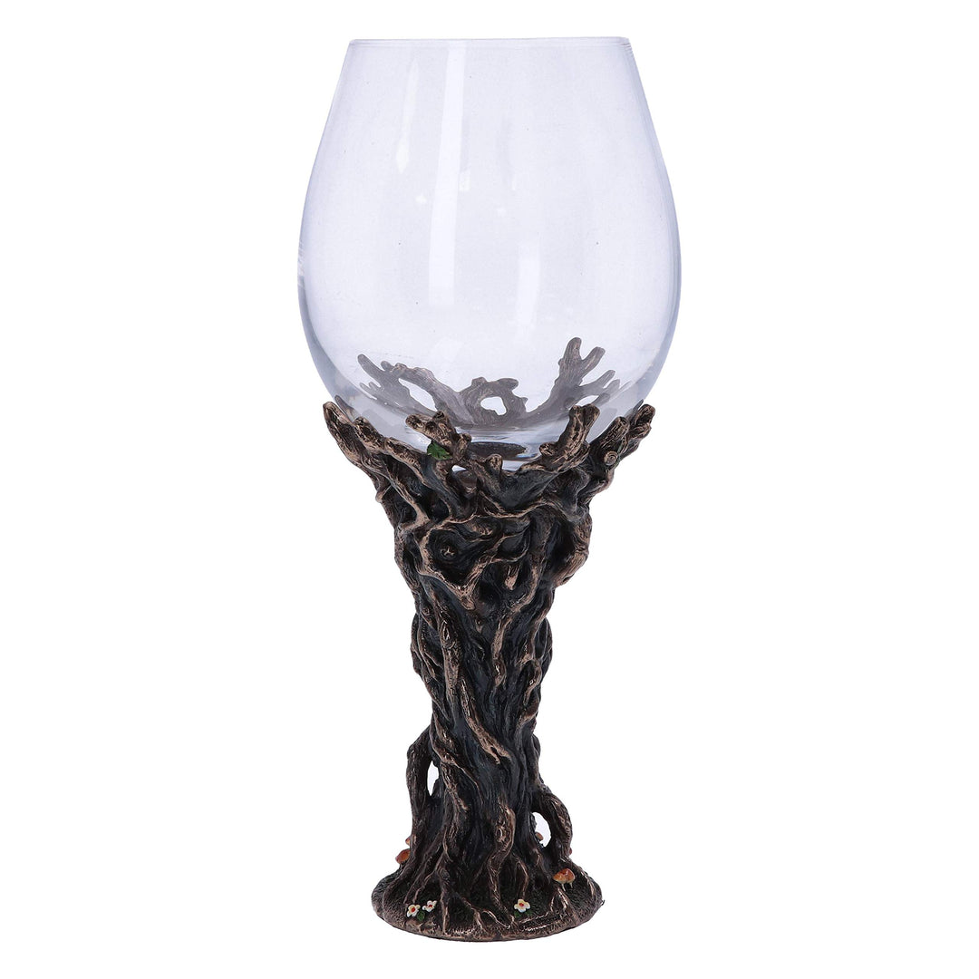 Bronze Forest Nectar Ancient Tree Spirit Green Man Goblet Wine Glass 23cm