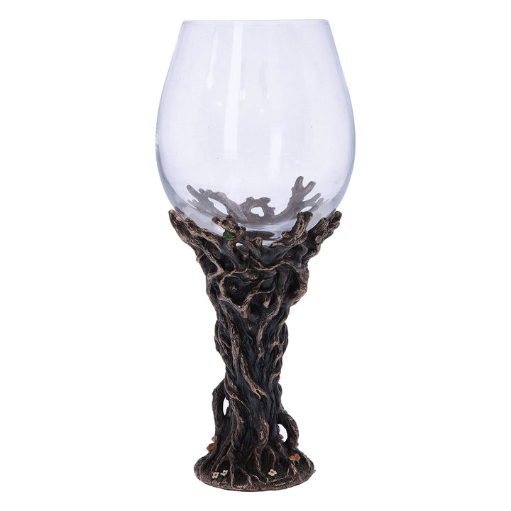 Bronze Forest Nectar Ancient Tree Spirit Green Man Goblet Wine Glass 23cm